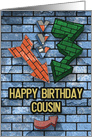 Happy Birthday to Cousin Bold Graphic Brick Wall and Arrows card