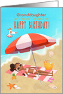 Happy Birthday to Granddaughter African American Girl on the Beach card