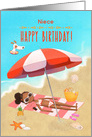 Happy Birthday to Niece African American Girl on the Beach card