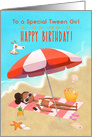 Happy Birthday to Tween Girl African American Girl on the Beach card