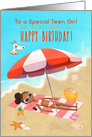 Happy Birthday to Teen Girl African American Girl on the Beach card