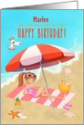 Happy Birthday Custom Name Young Teen Girl on the Beach card