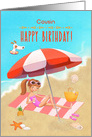 Happy Birthday to Cousin Young Teen Girl on the Beach card