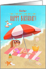 Happy Birthday to Sister Young Teen Girl on the Beach card