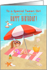 Happy Birthday to a Special Tween Girl Young Tween Girl on the Beach card