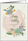 Mum Happy Birthday Beautiful Flower and Cacti Bouquets card