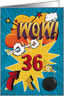 36th Birthday Greeting Bold and Colorful Comic Book Style card