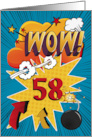 58th Birthday Greeting Bold and Colorful Comic Book Style card