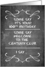 Century Club 100th Birthday Funny Old Age Chalkboard and Swirls card