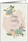 Cousin Happy Birthday with Flower and Cacti Bouquets card