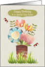 Step Sister Happy Birthday Beautiful Flower Bouquet card