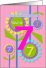 Great Granddaughter Happy 7th Birthday You’re 7 Fun Colorful Flowers card