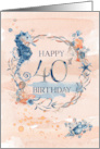 40th Birthday Seahorse and Shells Watercolor Effect Underwater Scene card