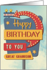 Great Grandson Happy Birthday Retro Roadside Motel Sign card