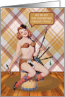 For Man Happy Birthday Pin Up Girl with Instruments Adult Humor card