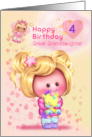 Great Granddaughter Happy 4th Birthday Adorable Girl and Cat Fairy card