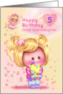 Great Granddaughter Happy 5th Birthday Adorable Girl and Cat Fairy card