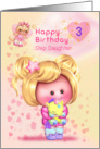 Step Daughter Happy 3rd Birthday Adorable Girl and Cat Fairy card