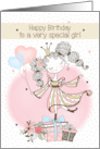 Young Girl Happy Birthday Pretty Princess with Presents card