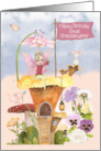 Great Granddaughter Birthday with Cute Fairy Flowers and Mice card