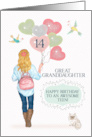 Great Granddaughter 14th Birthday to Awesome Teen Girl with Balloons card