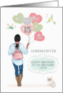 Goddaughter 15th Birthday African American Girl with Balloons card