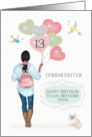 Goddaughter 13th Birthday African American Girl with Balloons card