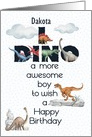 For Young Boy Custom Name Birthday Dinosaurs Word Art card