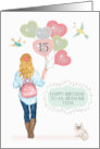15th Birthday to Awesome Teen Girl with Balloons card