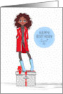 Step Daughter Sweet 16 Birthday African American Girl on Present card