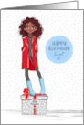 Birth Daughter Sweet 16 Birthday African American Girl on Present card