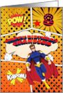 Grandson 8th Birthday Superhero Comic Strip Scene card