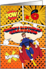 Grandson 6th Birthday Superhero Comic Strip Scene card