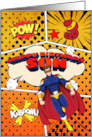 Son 3rd Birthday Superhero Comic Strip Scene card