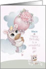 Niece Little Girl Birthday Greetings with Unicorns card