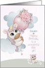 Cousin Little Girl Birthday Greetings with Unicorns card