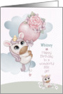 Custom Name Little Girl Birthday Greetings with Unicorns card