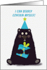 Happy Birthday For Anyone Whimsical Bear with Party Hat and Present card