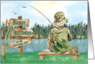 To Boy Birthday Young Boy Fisherman Fishing on a Lake card