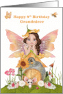 Grandniece 8th Birthday Happy Birthday with Pretty Fairy and Friends card