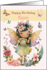 Naomi Birthday Custom Name Asian Little Girl Fairy card