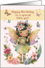 Little Girl Birthday Pretty Asian Little Girl Fairy and Butterflies card