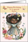 Sister Birthday Pretty African American Little Girl Fairy card