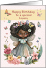 Cousin Birthday Pretty African American Little Girl Fairy card