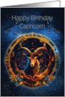 Capricorn Birthday with Bold Capricorn Horned Goat Zodiac Sign card