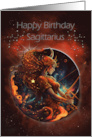 Sagittarius Birthday with Bold Woman Sagittarius Archer Zodiac Sign card