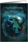 Taurus Birthday with Bold Taurus Bull Zodiac Sign and Constellation card