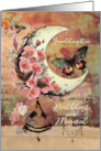 Granddaughter Birthday Pretty Mixed Media Moon and Butterflies card