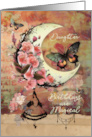 Daughter Birthday Pretty Mixed Media Moon and Butterflies card