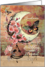 Grandniece Birthday Pretty Mixed Media Moon and Butterflies card